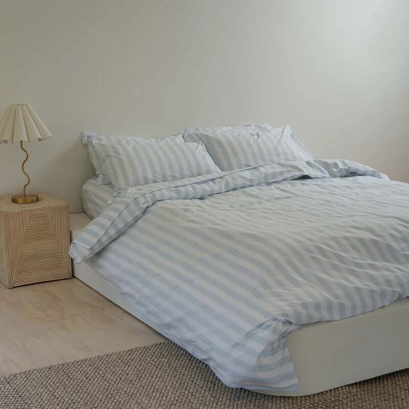 Home Lab 100% Stonewashed Cotton Stripe Duvet Set image number 0